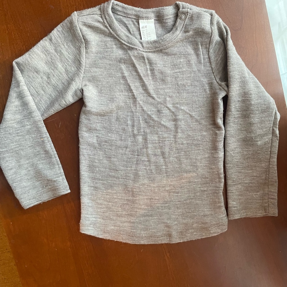 HM wool base layer 2t 92cm long sleeve brown greige top